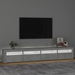 vidaXL Comodă TV cu lumini LED, gri beton, 240x35x40 cm vidaXL Comodă TV cu lumini LED, gri beton, 240x35x40 cm