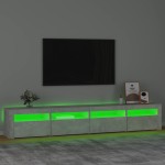 vidaXL Comodă TV cu lumini LED, gri beton, 240x35x40 cm vidaXL Comodă TV cu lumini LED, gri beton, 240x35x40 cm