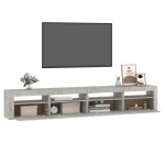 vidaXL Comodă TV cu lumini LED, gri beton, 240x35x40 cm vidaXL Comodă TV cu lumini LED, gri beton, 240x35x40 cm