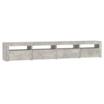 vidaXL Comodă TV cu lumini LED, gri beton, 240x35x40 cm vidaXL Comodă TV cu lumini LED, gri beton, 240x35x40 cm