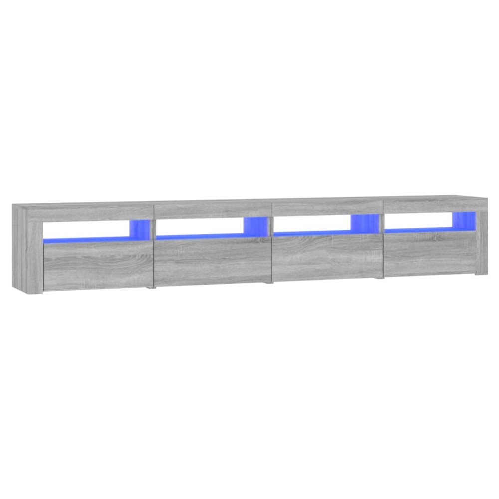 vidaXL Comodă TV cu lumini LED, gri sonoma, 240x35x40cm