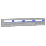 vidaXL Comodă TV cu lumini LED, gri sonoma, 240x35x40cm vidaXL Comodă TV cu lumini LED, gri sonoma, 240x35x40cm
