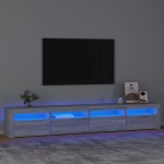 vidaXL Comodă TV cu lumini LED, gri sonoma, 240x35x40cm vidaXL Comodă TV cu lumini LED, gri sonoma, 240x35x40cm