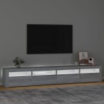 vidaXL Comodă TV cu lumini LED, gri sonoma, 240x35x40cm vidaXL Comodă TV cu lumini LED, gri sonoma, 240x35x40cm