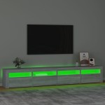 vidaXL Comodă TV cu lumini LED, gri sonoma, 240x35x40cm vidaXL Comodă TV cu lumini LED, gri sonoma, 240x35x40cm