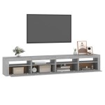 vidaXL Comodă TV cu lumini LED, gri sonoma, 240x35x40cm vidaXL Comodă TV cu lumini LED, gri sonoma, 240x35x40cm