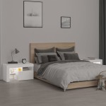 vidaXL Noptiere cu lumini LED, 2 buc., alb, 70x36,5x40 cm