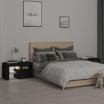 vidaXL Noptiere cu lumini LED, 2 buc., negru, 70x36,5x40 cm