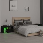 vidaXL Noptiere cu lumini LED, 2 buc., negru, 70x36,5x40 cm