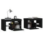 vidaXL Noptiere cu lumini LED, 2 buc., negru, 70x36,5x40 cm