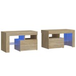 vidaXL Noptiere cu lumini LED, 2 buc., stejar sonoma, 70x36,5x40 cm