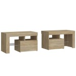 vidaXL Noptiere cu lumini LED, 2 buc., stejar sonoma, 70x36,5x40 cm