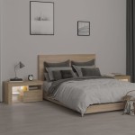 vidaXL Noptiere cu lumini LED, 2 buc., stejar sonoma, 70x36,5x40 cm