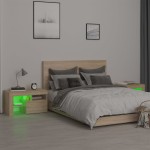 vidaXL Noptiere cu lumini LED, 2 buc., stejar sonoma, 70x36,5x40 cm