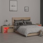 vidaXL Noptiere cu lumini LED, 2 buc., stejar sonoma, 70x36,5x40 cm
