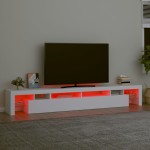 vidaXL Comodă TV cu lumini LED, alb, 260x36,5x40cm