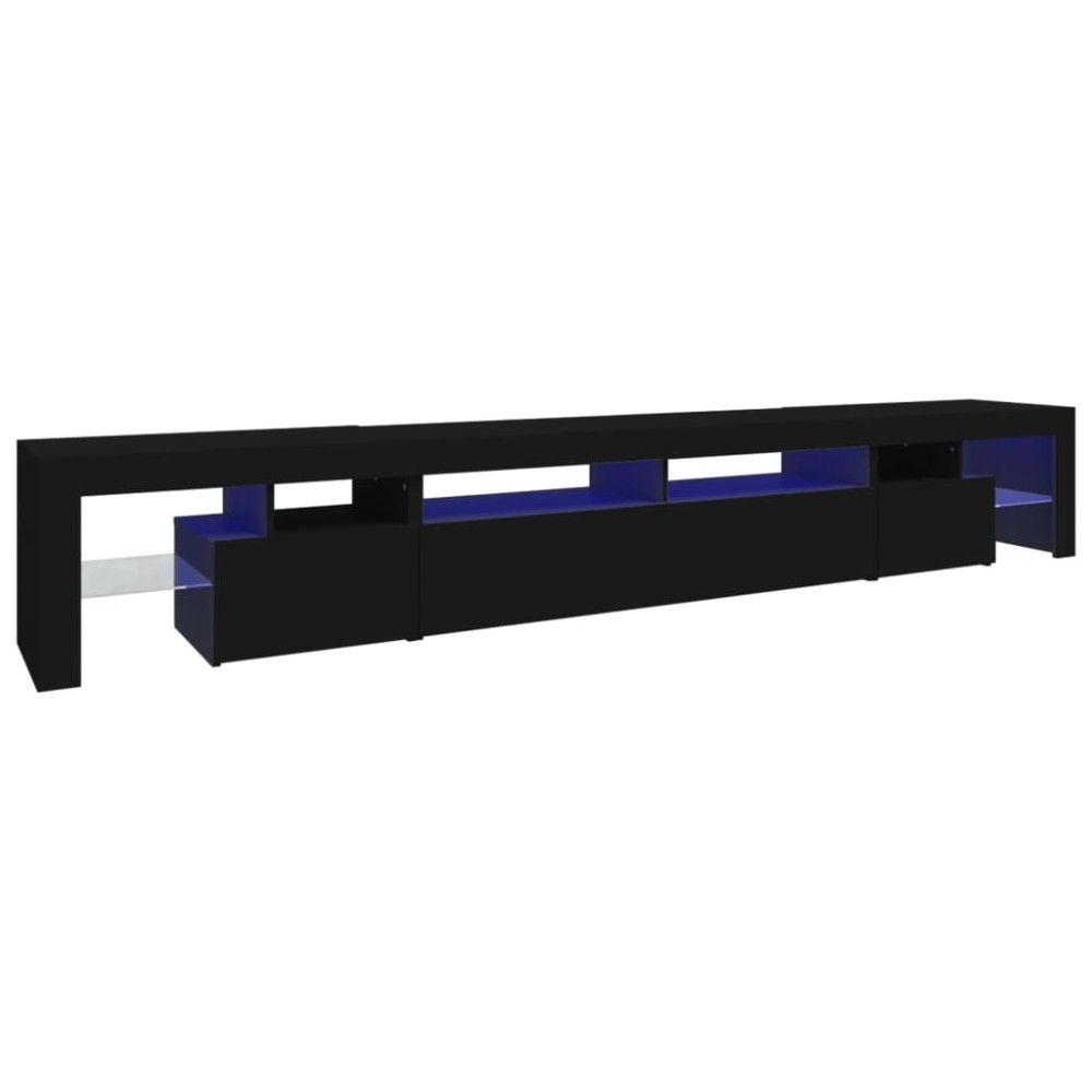 vidaXL Comodă TV cu lumini LED, negru, 260x36,5x40cm