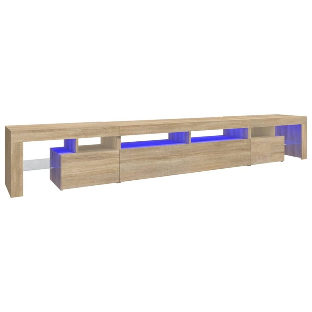 vidaXL Comodă TV cu lumini LED, stejar sonoma,260x36,5x40cm