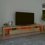 vidaXL Comodă TV cu lumini LED, stejar sonoma,260x36,5x40cm