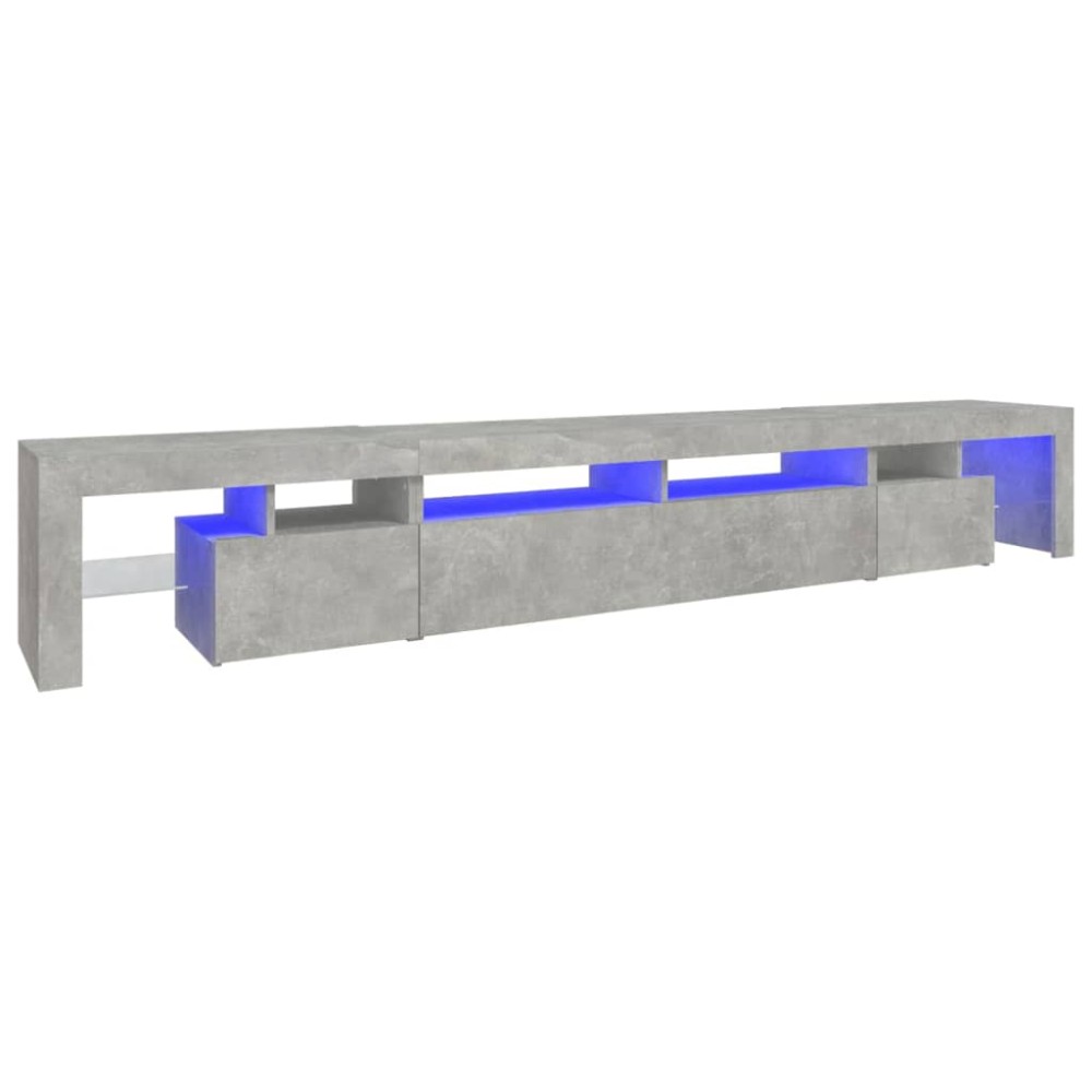 vidaXL Comodă TV cu lumini LED, gri beton, 260x36,5x40cm