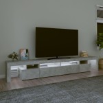 vidaXL Comodă TV cu lumini LED, gri beton, 260x36,5x40cm vidaXL Comodă TV cu lumini LED, gri beton, 260x36,5x40cm