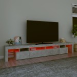 vidaXL Comodă TV cu lumini LED, gri beton, 260x36,5x40cm vidaXL Comodă TV cu lumini LED, gri beton, 260x36,5x40cm