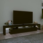vidaXL Comodă TV cu lumini LED, negru, 230x36,5x40 cm