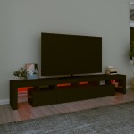 vidaXL Comodă TV cu lumini LED, negru, 230x36,5x40 cm