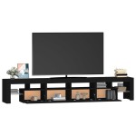 vidaXL Comodă TV cu lumini LED, negru, 230x36,5x40 cm