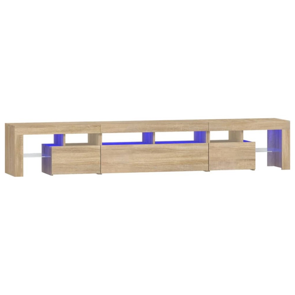 vidaXL Comodă TV cu lumini LED, stejar sonoma, 230x36,5x40 cm