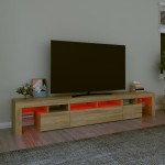 vidaXL Comodă TV cu lumini LED, stejar sonoma, 230x36,5x40 cm vidaXL Comodă TV cu lumini LED, stejar sonoma, 230x36,5x40 cm