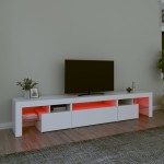vidaXL Comode TV cu lumini LED, alb，215x36,5x40