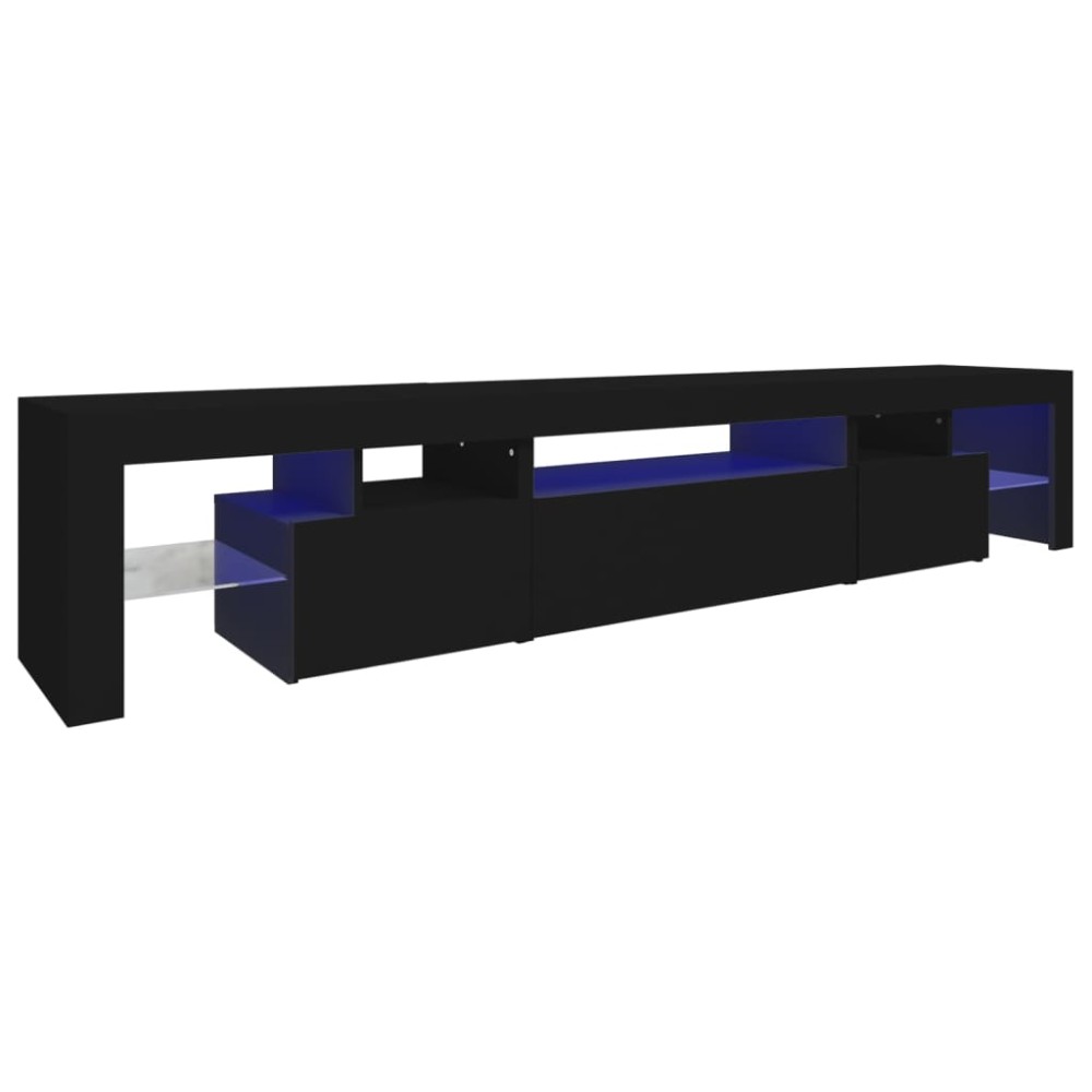 vidaXL Comodă TV cu lumini LED, negru, 215x36,5x40 cm