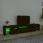 vidaXL Comodă TV cu lumini LED, negru, 215x36,5x40 cm