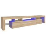 vidaXL Comodă TV cu lumini LED, stejar sonoma, 215x36,5x40cm