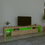vidaXL Comodă TV cu lumini LED, stejar sonoma, 215x36,5x40cm