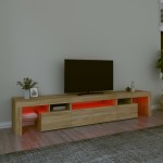 vidaXL Comodă TV cu lumini LED, stejar sonoma, 215x36,5x40cm