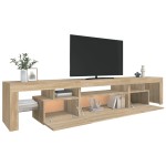 vidaXL Comodă TV cu lumini LED, stejar sonoma, 215x36,5x40cm