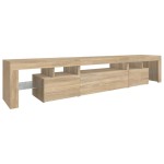 vidaXL Comodă TV cu lumini LED, stejar sonoma, 215x36,5x40cm