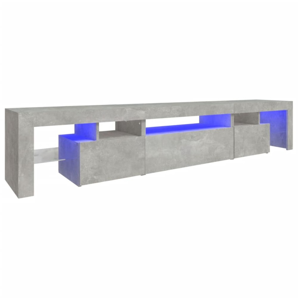 vidaXL Comodă TV cu lumini LED, gri beton, 215x36,5x40cm