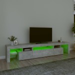 vidaXL Comodă TV cu lumini LED, gri beton, 215x36,5x40cm vidaXL Comodă TV cu lumini LED, gri beton, 215x36,5x40cm