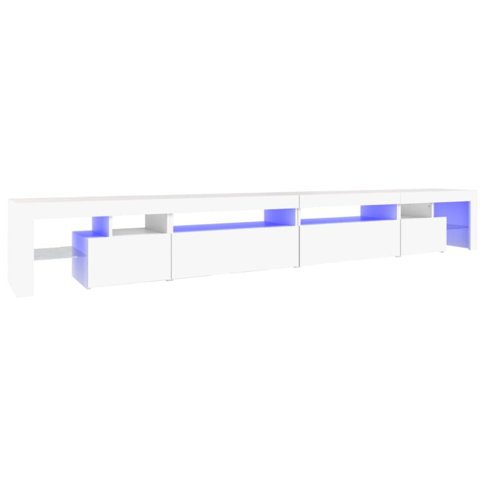 vidaXL Comodă TV cu lumini LED, alb, 290x36,5x40 cm