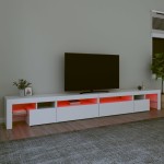 vidaXL Comodă TV cu lumini LED, alb, 290x36,5x40 cm vidaXL Comodă TV cu lumini LED, alb, 290x36,5x40 cm