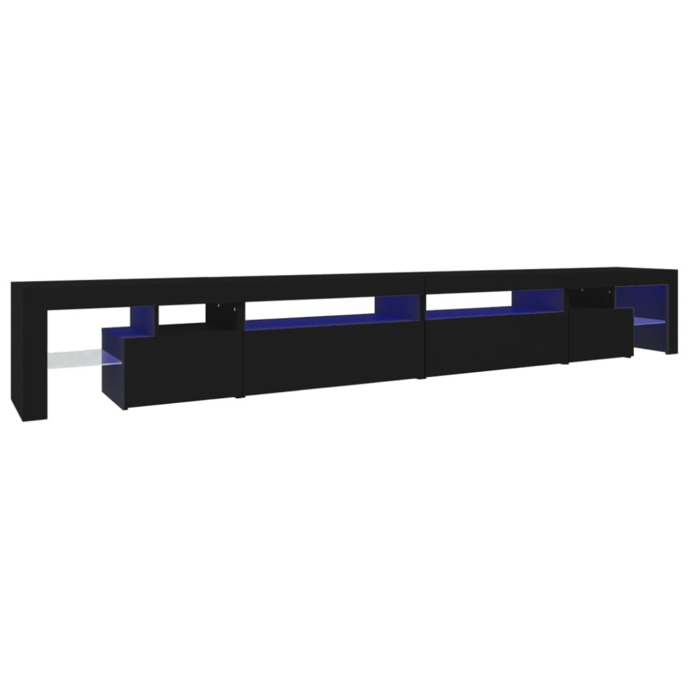 vidaXL Comodă TV cu lumini LED, negru, 290x36,5x40 cm
