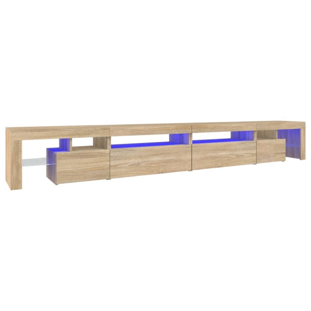 vidaXL Comodă TV cu lumini LED, stejar sonoma, 290x36,5x40 cm