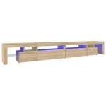 vidaXL Comodă TV cu lumini LED, stejar sonoma, 290x36,5x40 cm