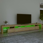 vidaXL Comodă TV cu lumini LED, stejar sonoma, 290x36,5x40 cm