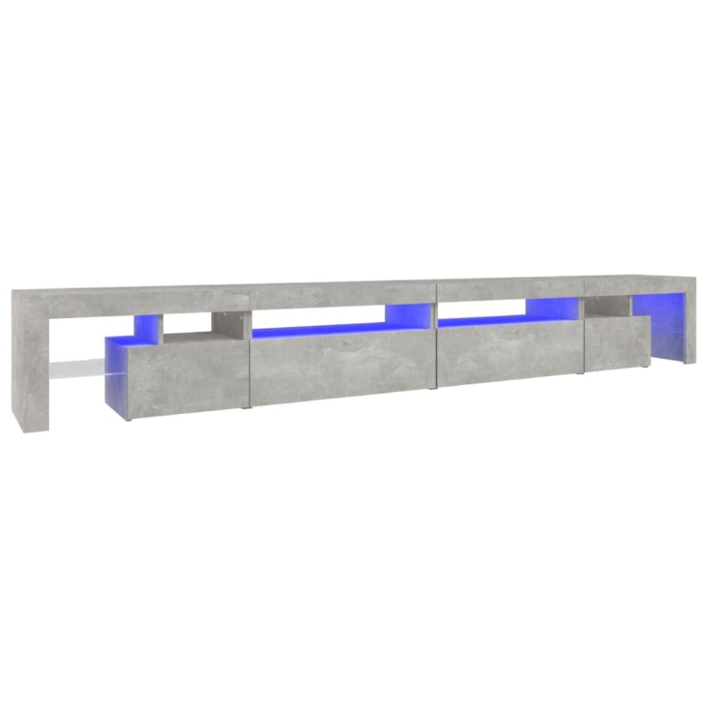 vidaXL Comodă TV cu lumini LED, gri beton, 290x36,5x40 cm