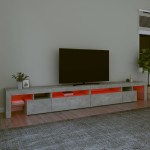 vidaXL Comodă TV cu lumini LED, gri beton, 290x36,5x40 cm vidaXL Comodă TV cu lumini LED, gri beton, 290x36,5x40 cm