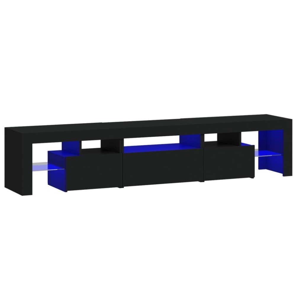 vidaXL Comodă TV cu lumini LED, negru, 200x36,5x40 cm